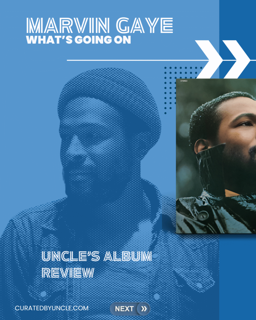 stylised image of marvin gaye with the album cover for whats going on