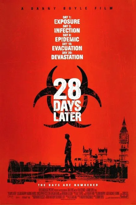 image of the movie poster for the 2002 film 28 days later