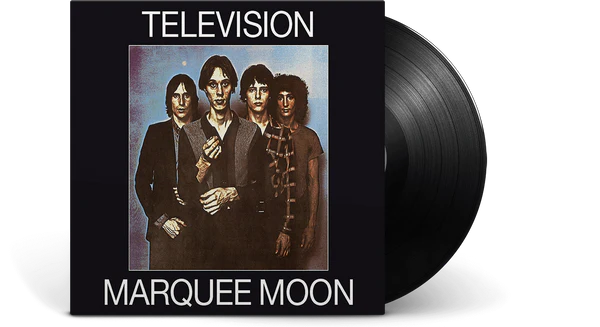 Image of Album cover of Television’s Marquee Moon, featuring band members in a stylized photograph by Robert Mapplethorpe