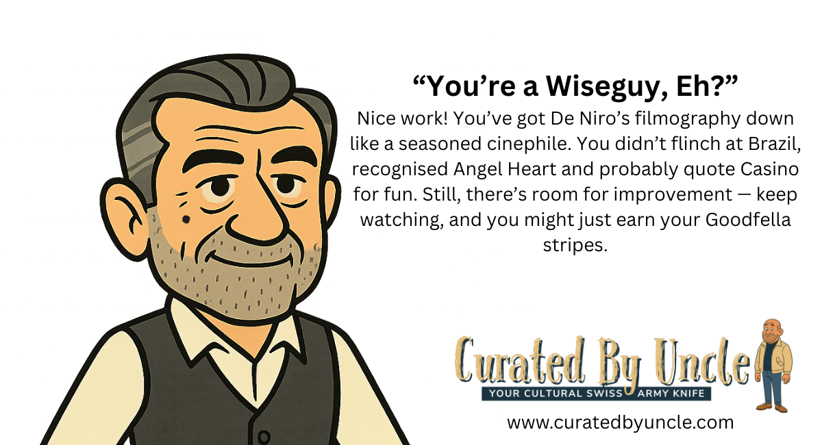 Image of Robert De Niro part of the curated by uncle quiz Robert De Niro in 25 Frames: A Movie Quiz for the Truly Obsessed