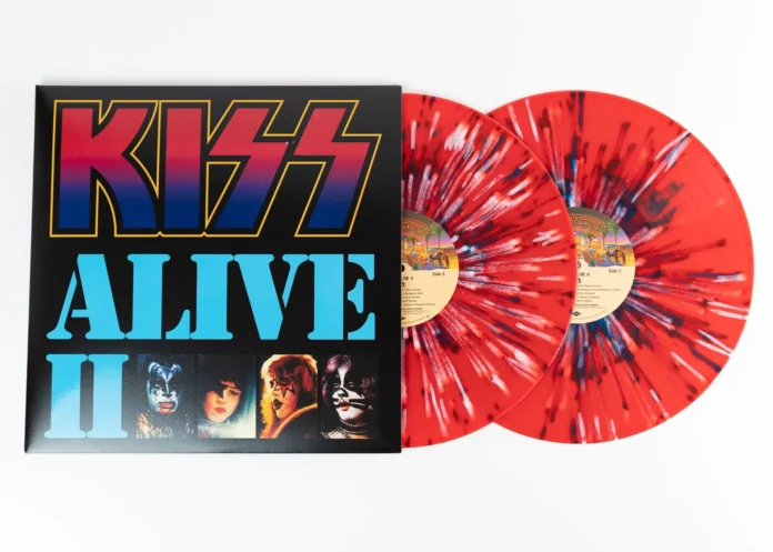image of the vinyl album cover for Alive by kiss the 50 greatest live albums of all time curated by uncle