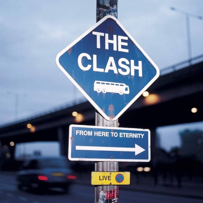 image of the vinyl album cover for from here to eternity by the clash 1999 the 50 greatest live albums of all time curated by uncle