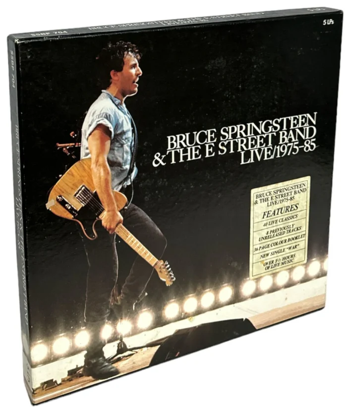 image of the vinyl album cover for live 1975-85 by bruce Springsteen the 50 greatest live albums of all time curated by uncle