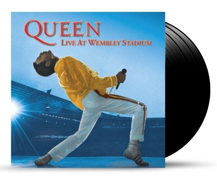 image of the vinyl album cover for live at wembley by queen 1986 the 50 greatest live albums of all time curated by uncle