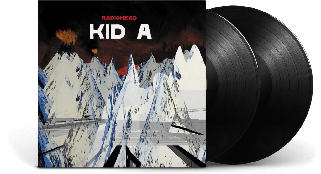 image of the vinyl album cover for radiohead kid a 2000