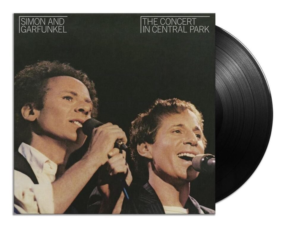 image of the vinyl album cover for the concert in central park by simon & garfunkel 1982 the 50 greatest live albums of all time curated by uncle