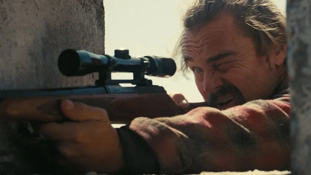 image of leonardo dicaprio in the upcoming paul thomas anderson movie one battle after another