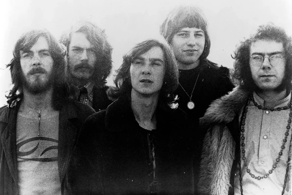 black and white photo of the band king crimson