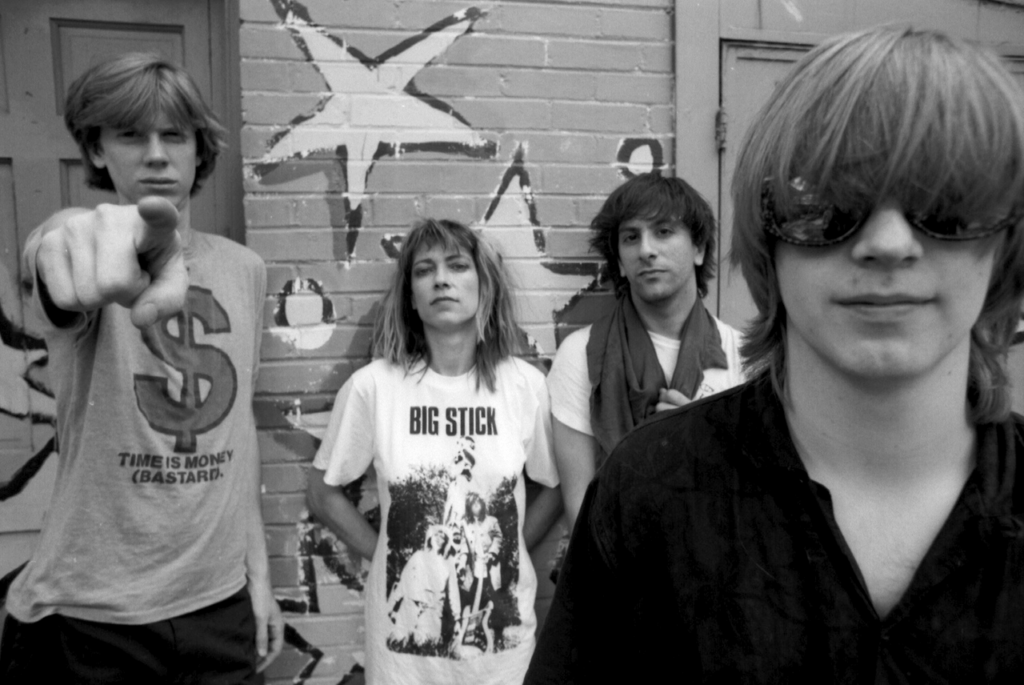 black and white band photo of sonic youth