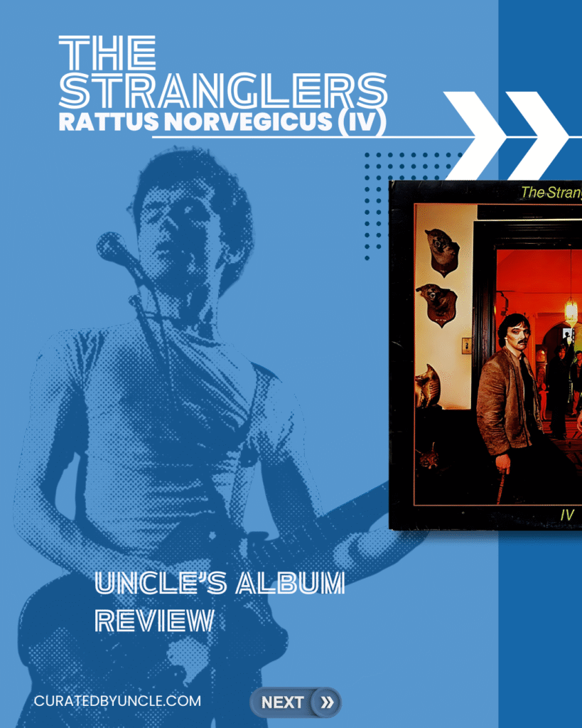 stylised image of the stranglers with the album cover for the album rattus norvegicus