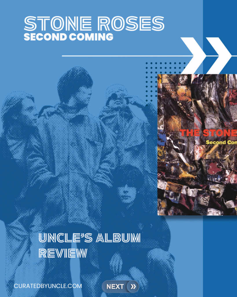stylised image of the stone roses with the album cover for the album second coming 1994
