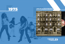 Led Zeppelin | Physical Graffiti | 1975: Excess All Areas stylised image of the band led zeppelin with the vinyl album cover for physical graffiti 1975